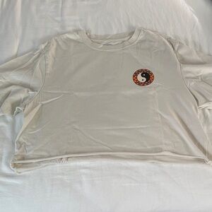 Cream Crop Top with Yin Yang Patch